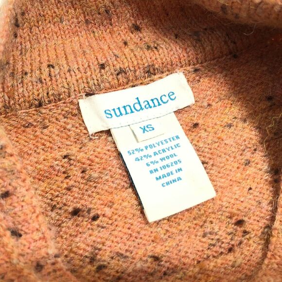 Sundance Wool Blend Knit Sweater Womens XS Speckled Peach Mock Neck High Low - Picture 3 of 5